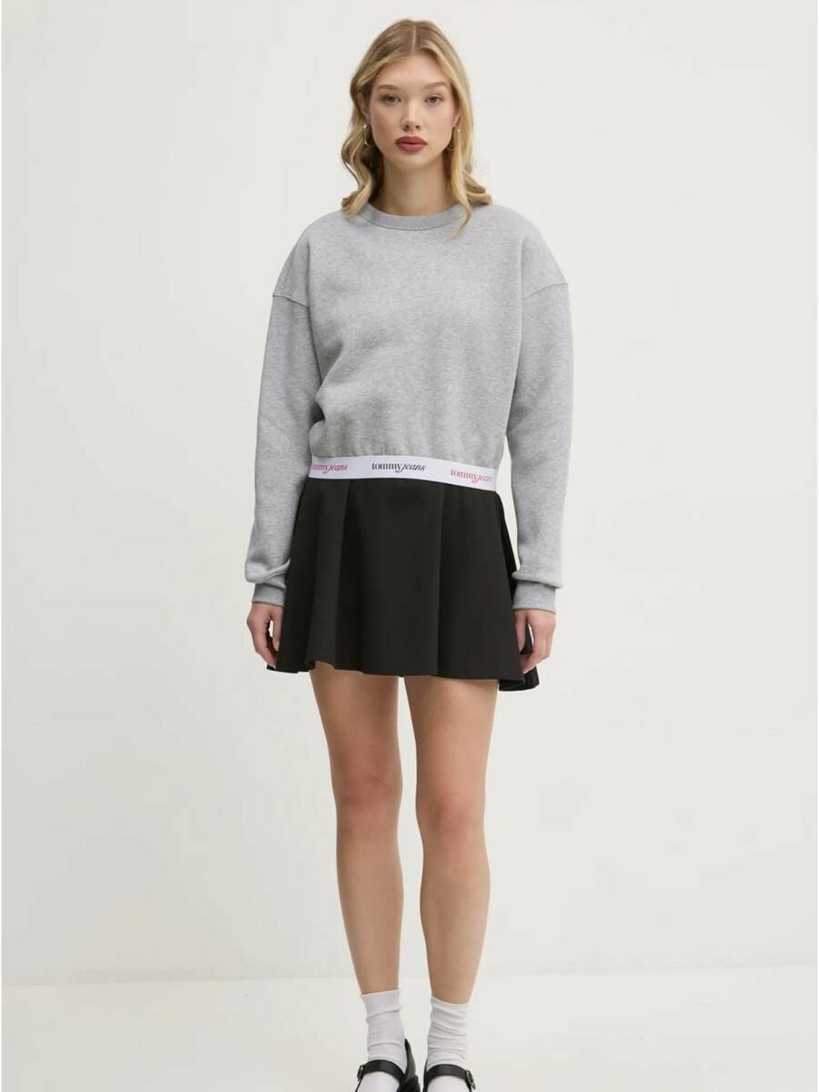 detail Tommy Jeans dámská šedá mikina