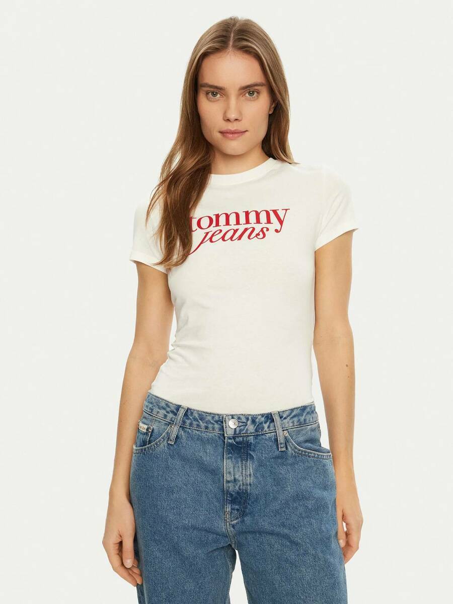 detail Tommy Jeans dámské bílé tričko