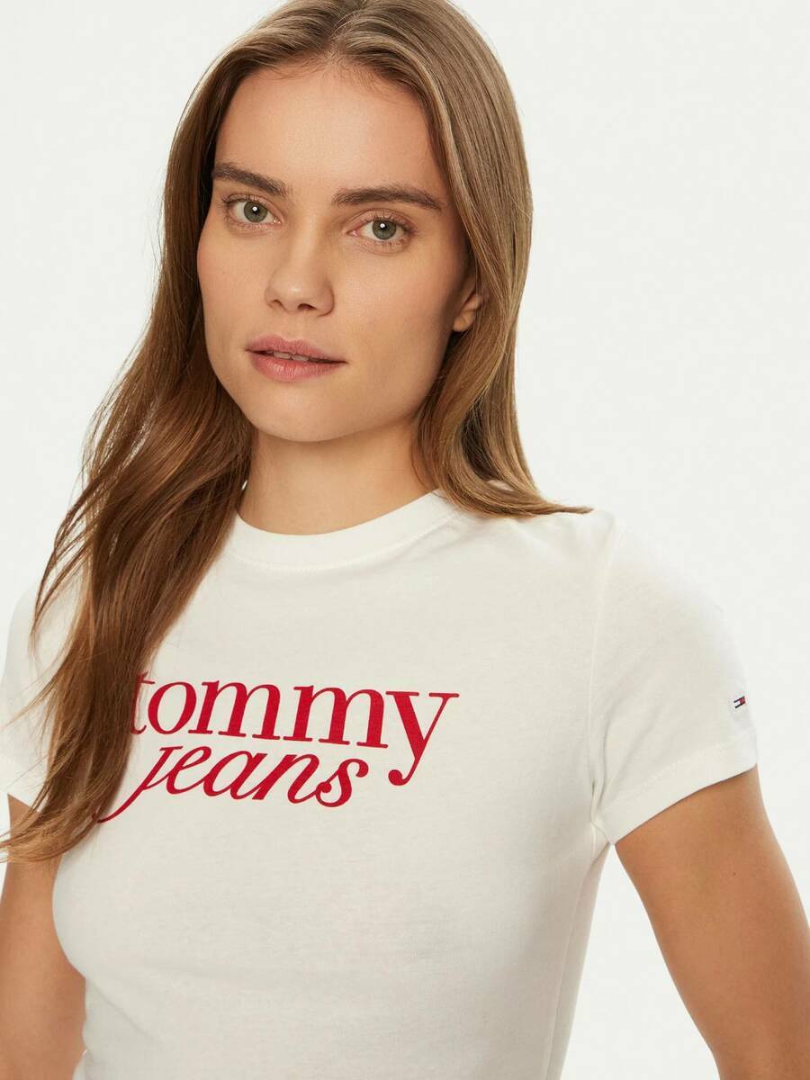 detail Tommy Jeans dámské bílé tričko