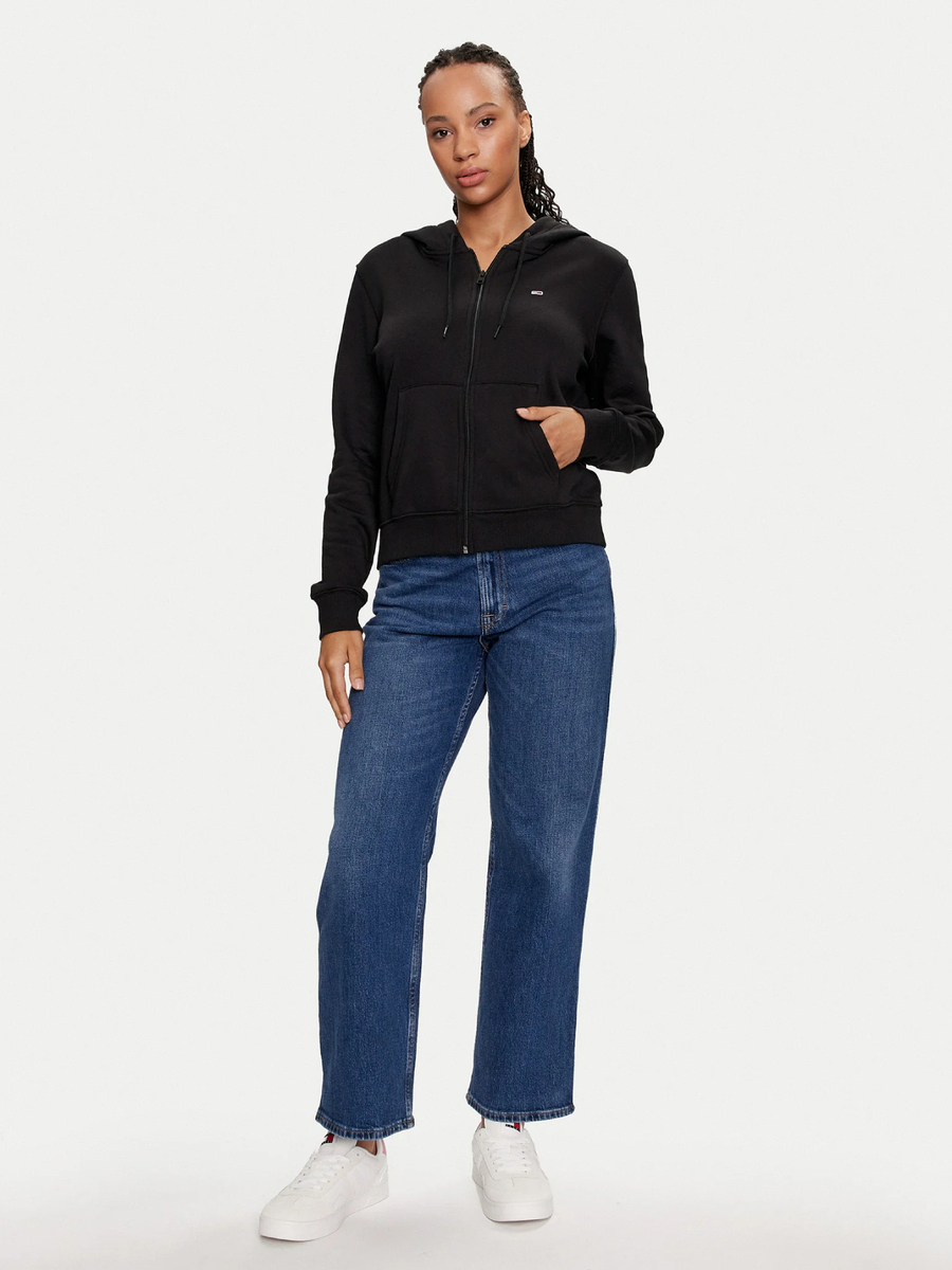 detail Tommy Jeans dámská černá mikina