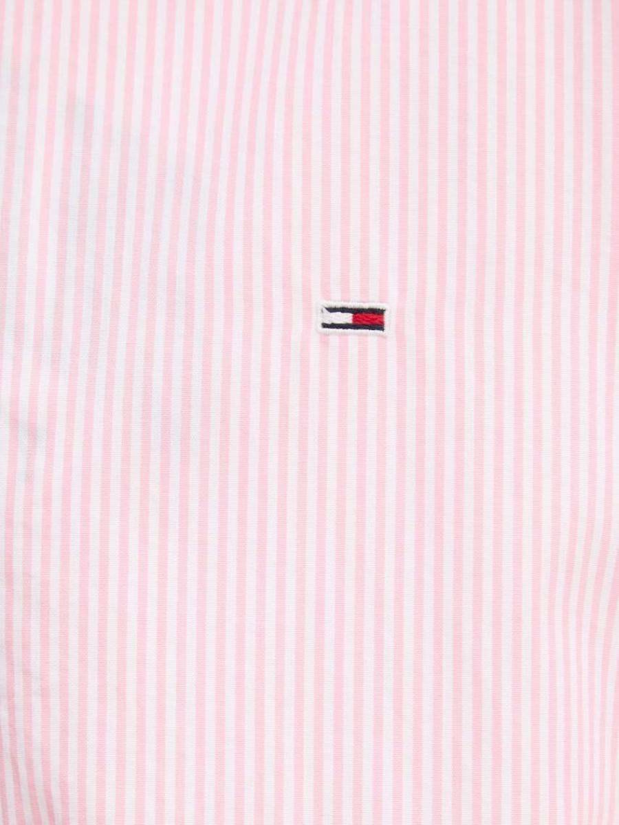 detail Tommy Jeans dámská růžovo-bílá košile