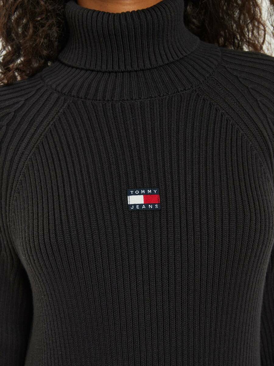 detail Tommy Jeans dámské černé úpletové šaty