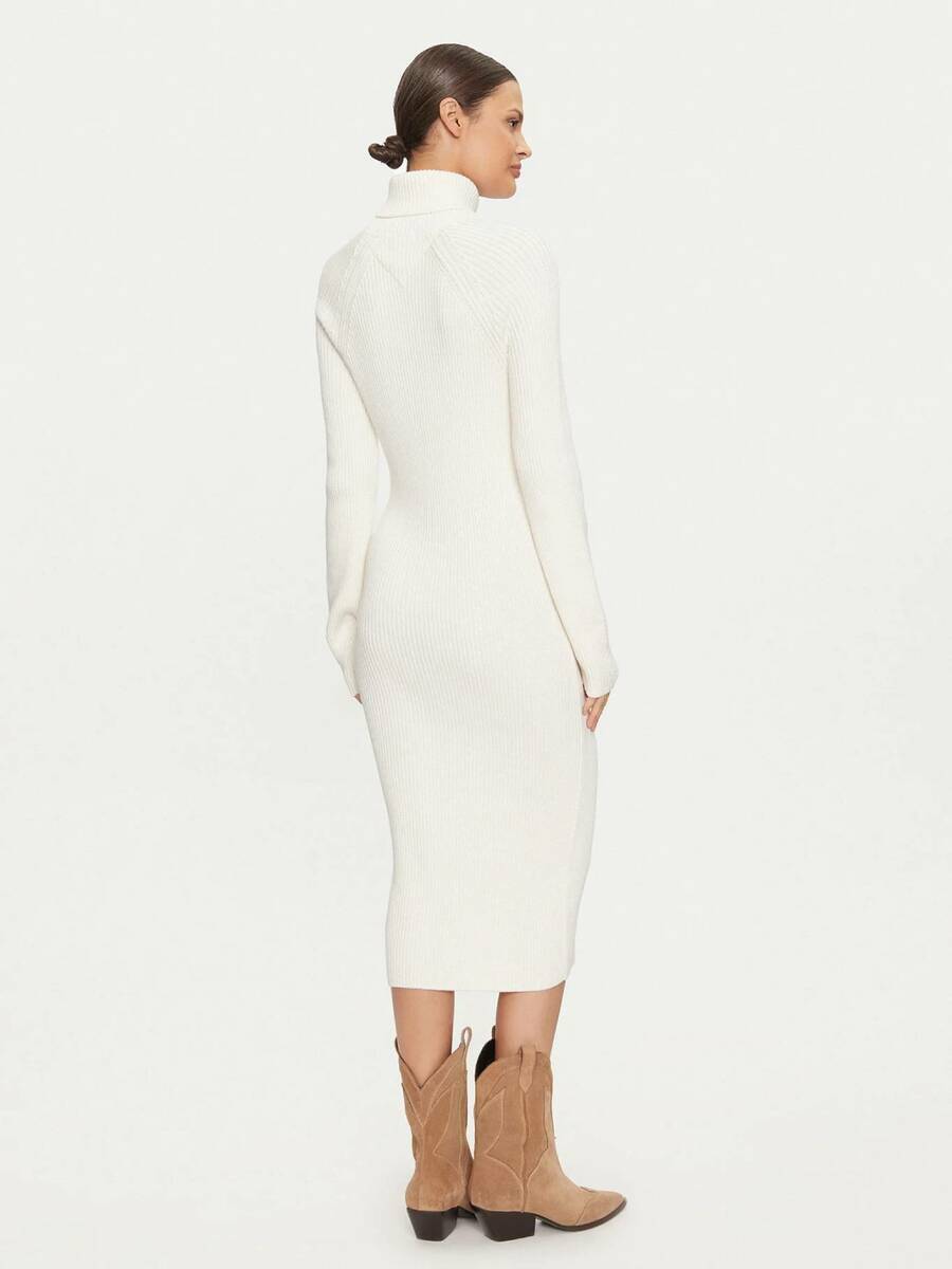 detail Tommy Jeans dámské bílé úpletové šaty