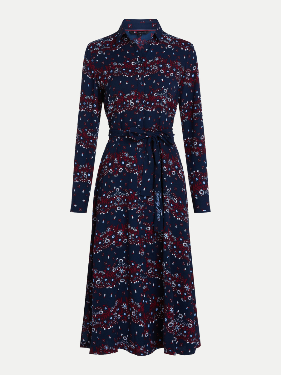 detail Tommy Jeans dámské tmavě modré šaty Floral