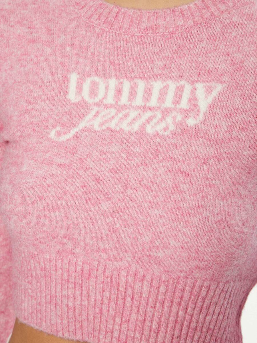 detail Tommy Jeans dámský růžový svetr