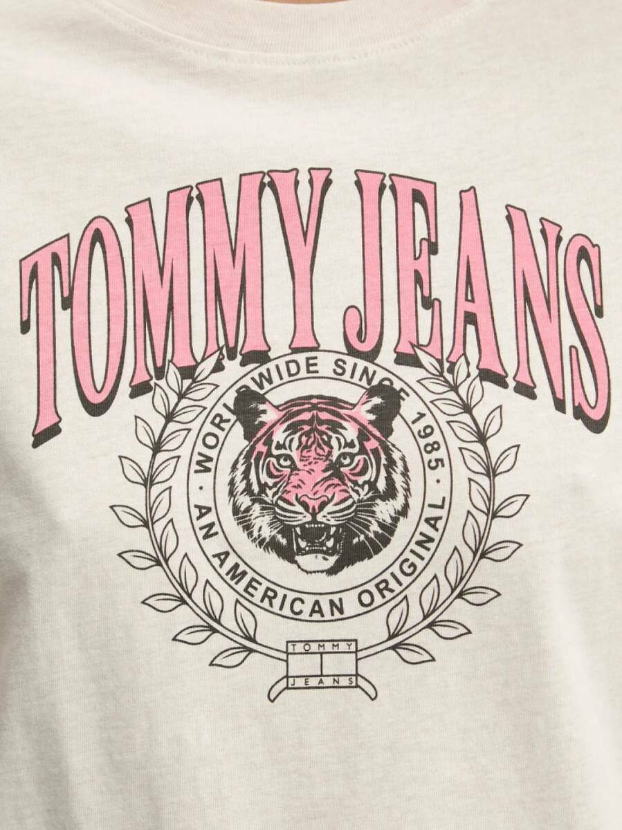 detail Tommy Jeans dámské béžové tričko