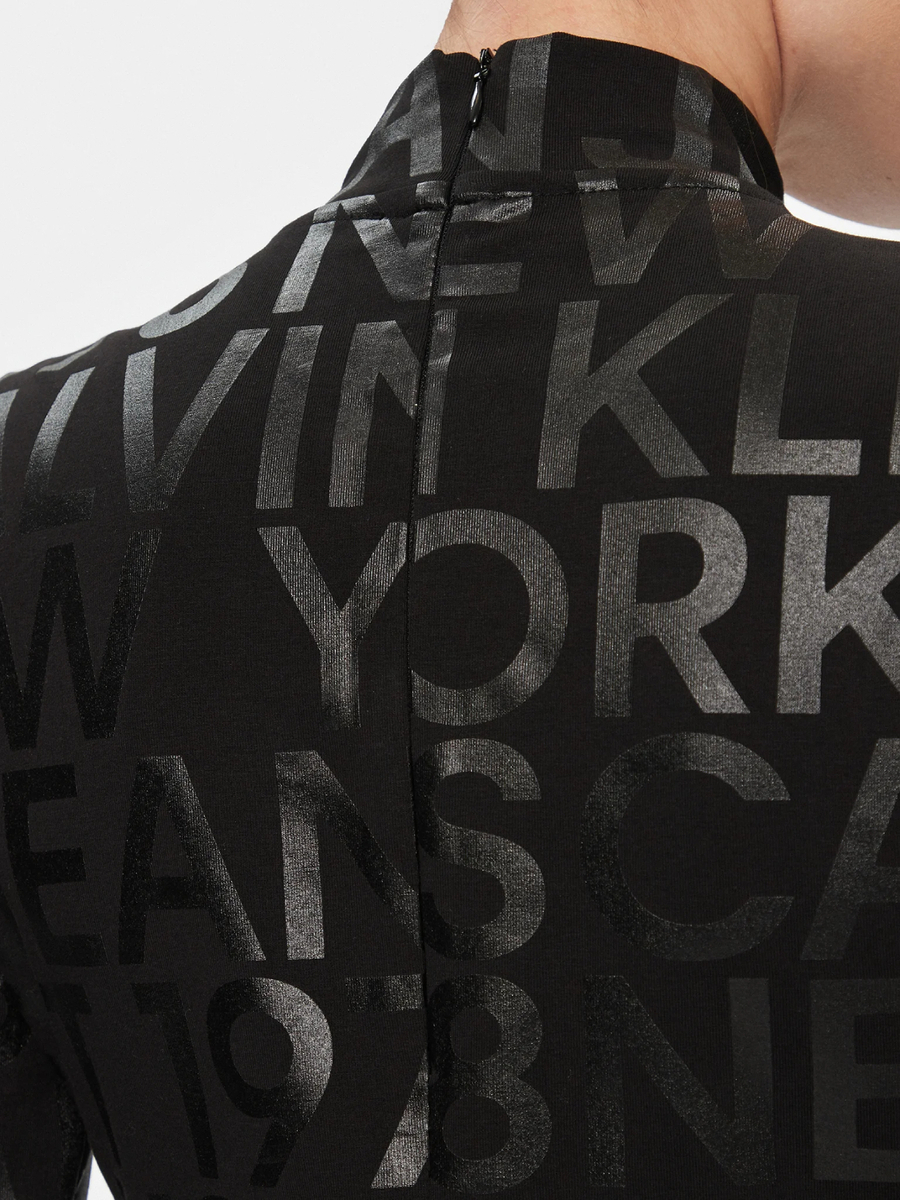 detail Calvin Klein dámské černé tričko s dlouhým rukávem
