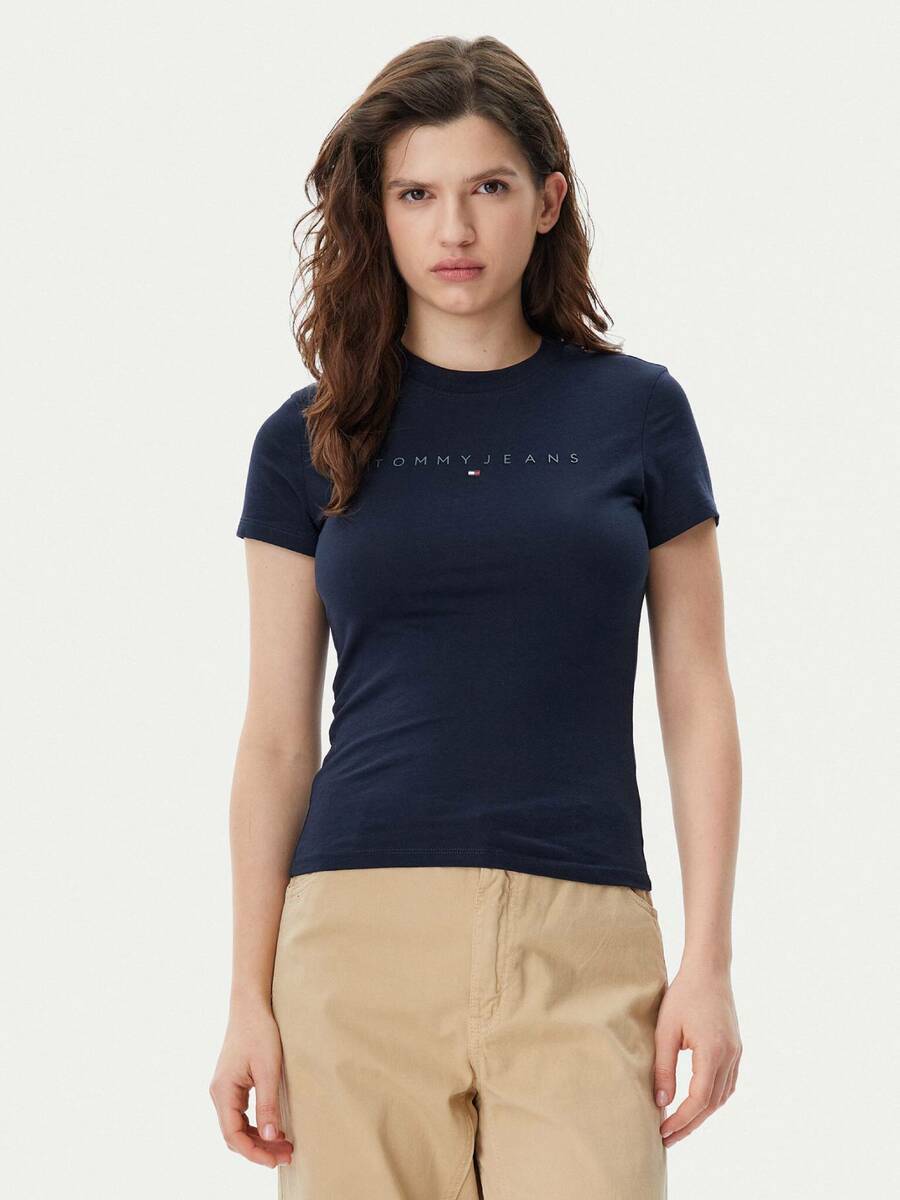 detail Tommy Jeans dámské modré tričko