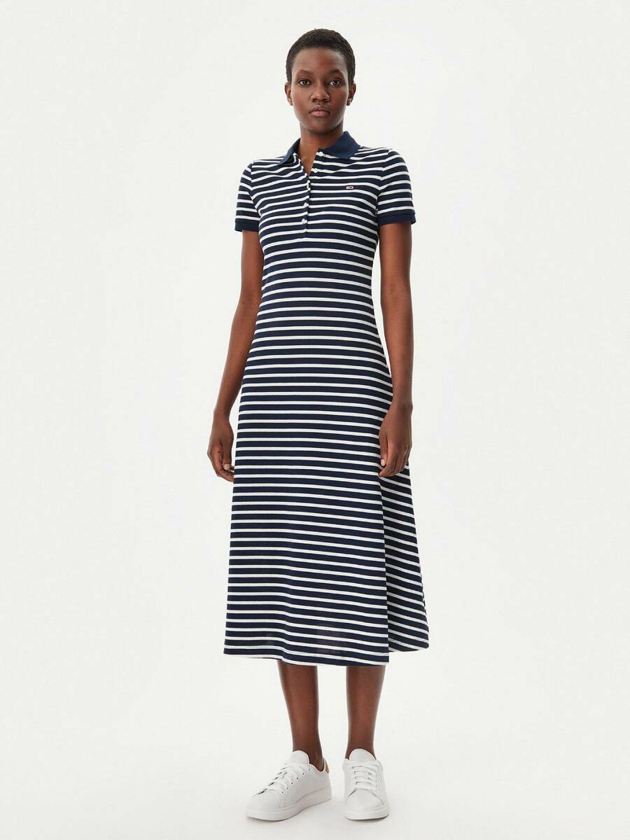 detail Tommy Jeans dámské pruhované polo šaty