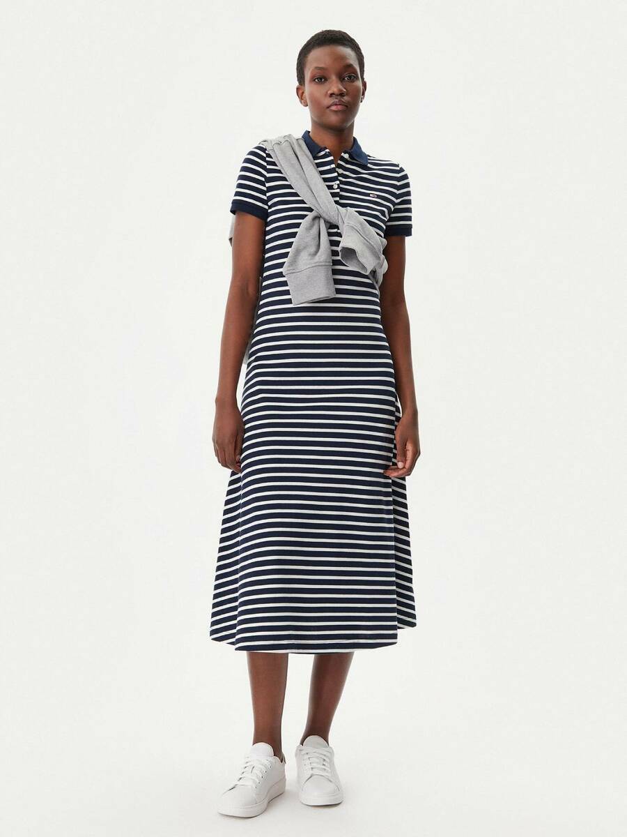 detail Tommy Jeans dámské pruhované polo šaty