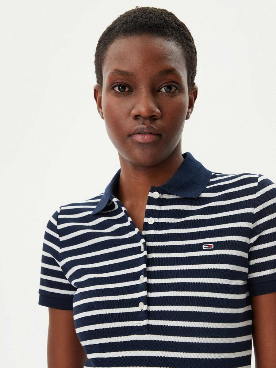 detail Tommy Jeans dámské pruhované polo šaty