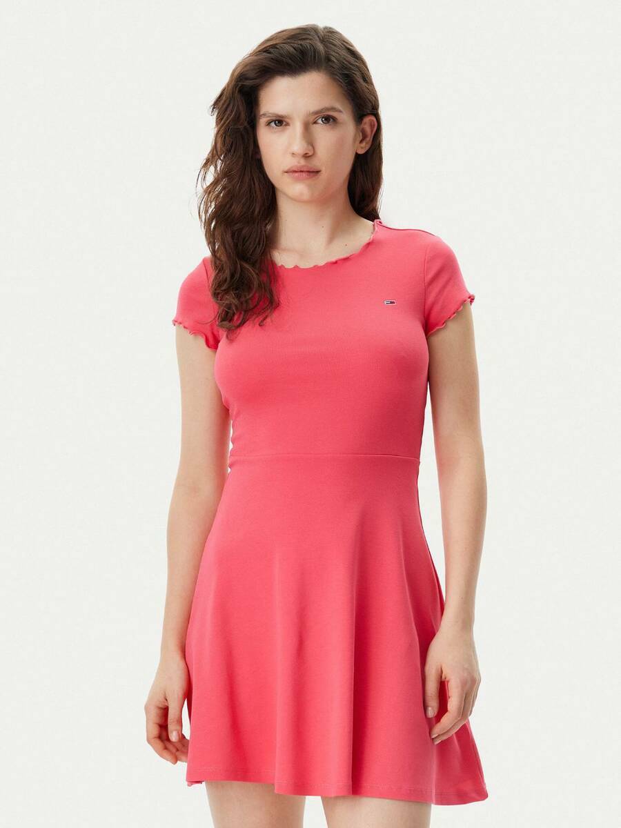 detail Tommy Jeans dámské růžové šaty