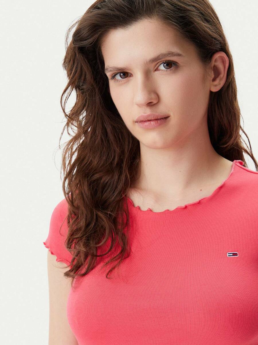 detail Tommy Jeans dámské růžové šaty