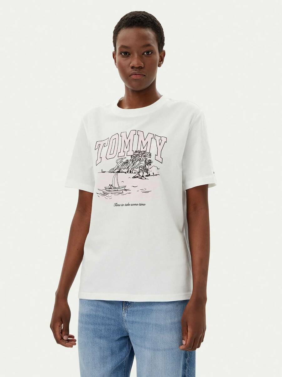 detail Tommy Jeans dámské bílé tričko