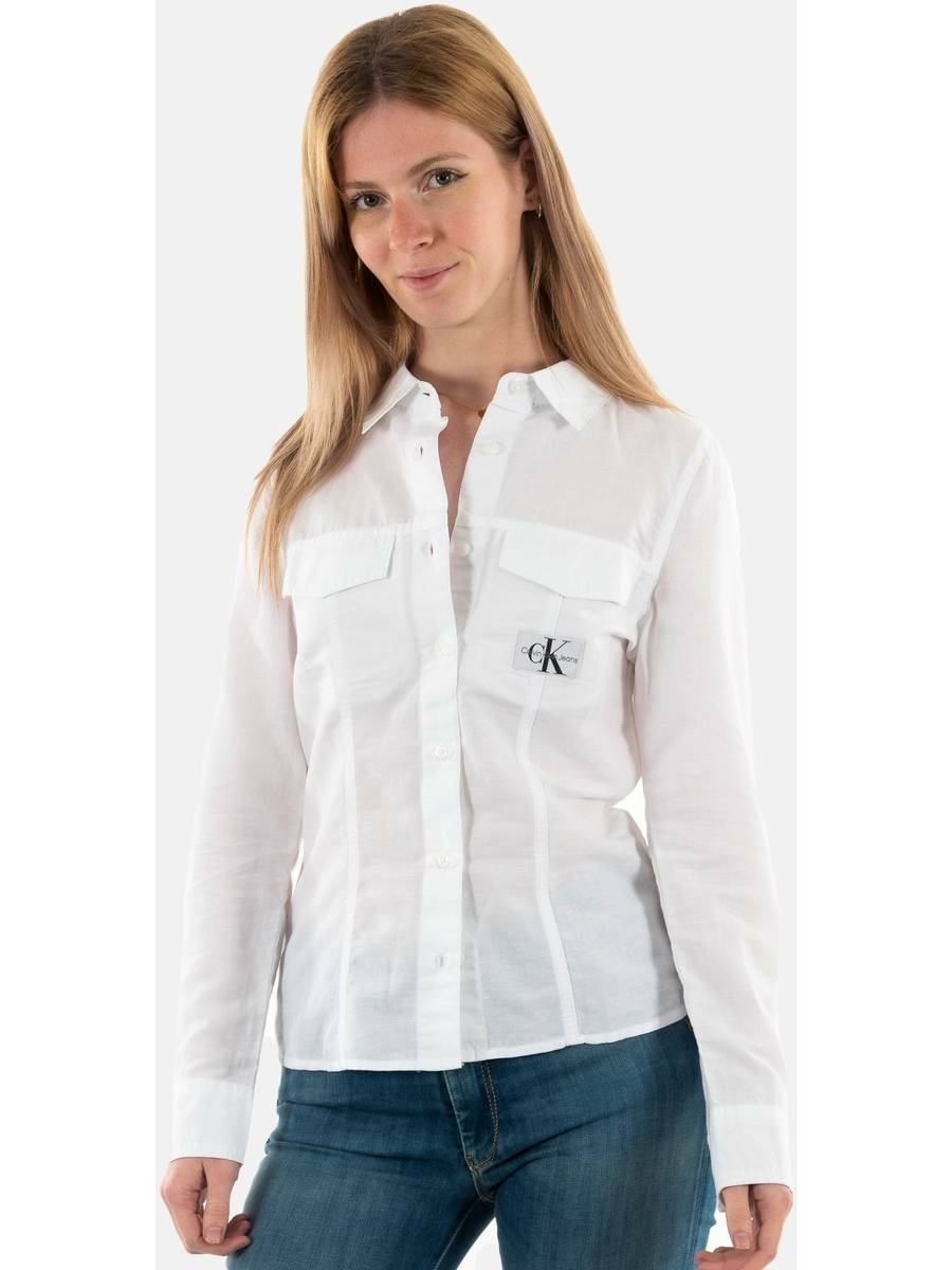 detail Calvin Klein dámská bílá košile Long