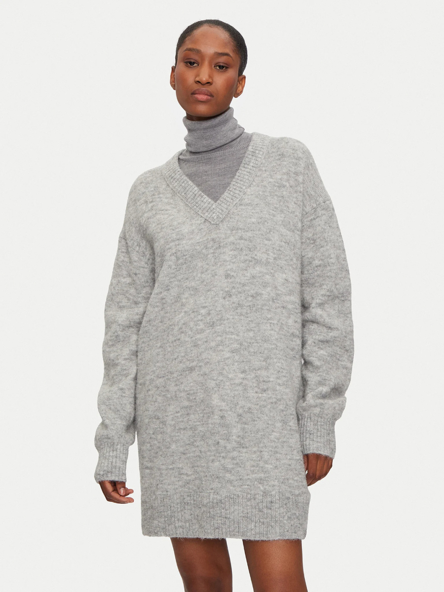 detail Calvin Klein dámské šedé šaty