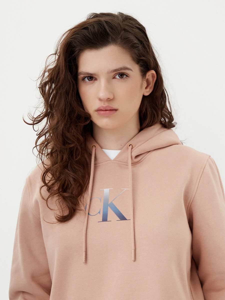 detail Calvin Klein dámská oranžová mikina