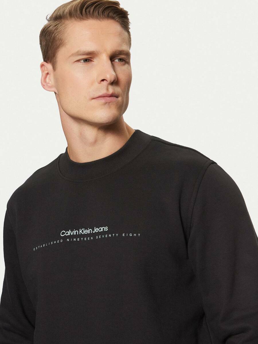 detail Calvin Klein pánská černá mikina Minimal