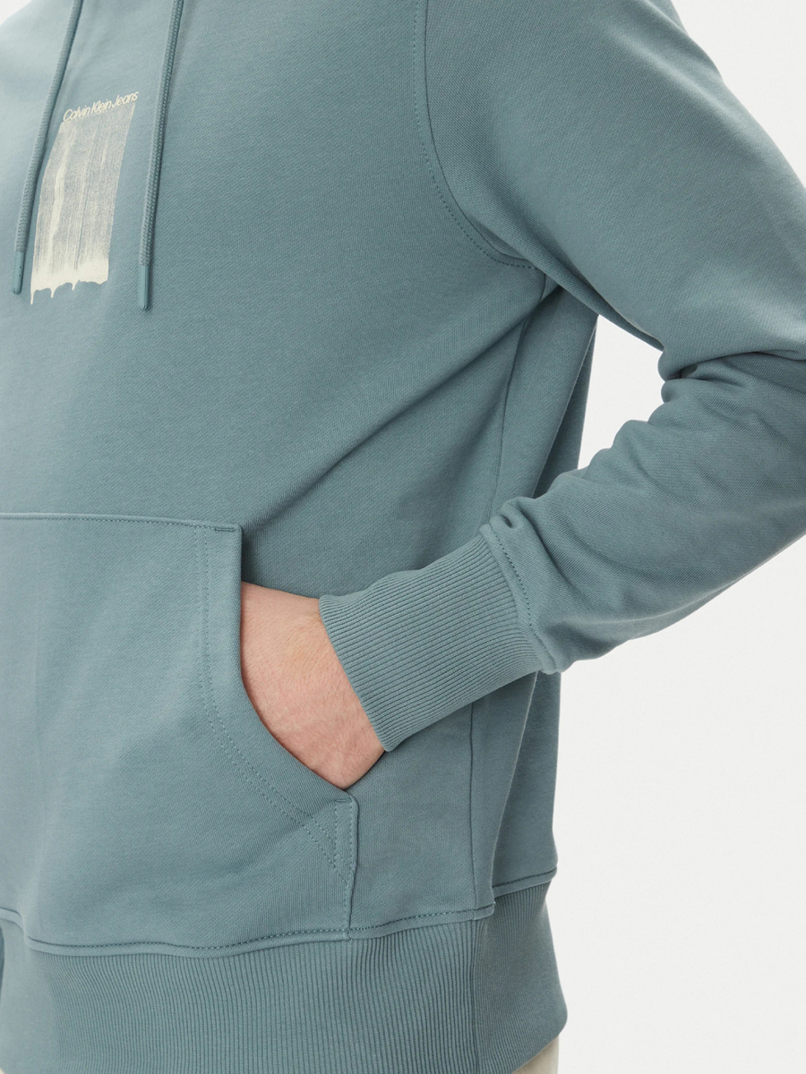 detail Calvin Klein pánská tyrkysová mikina