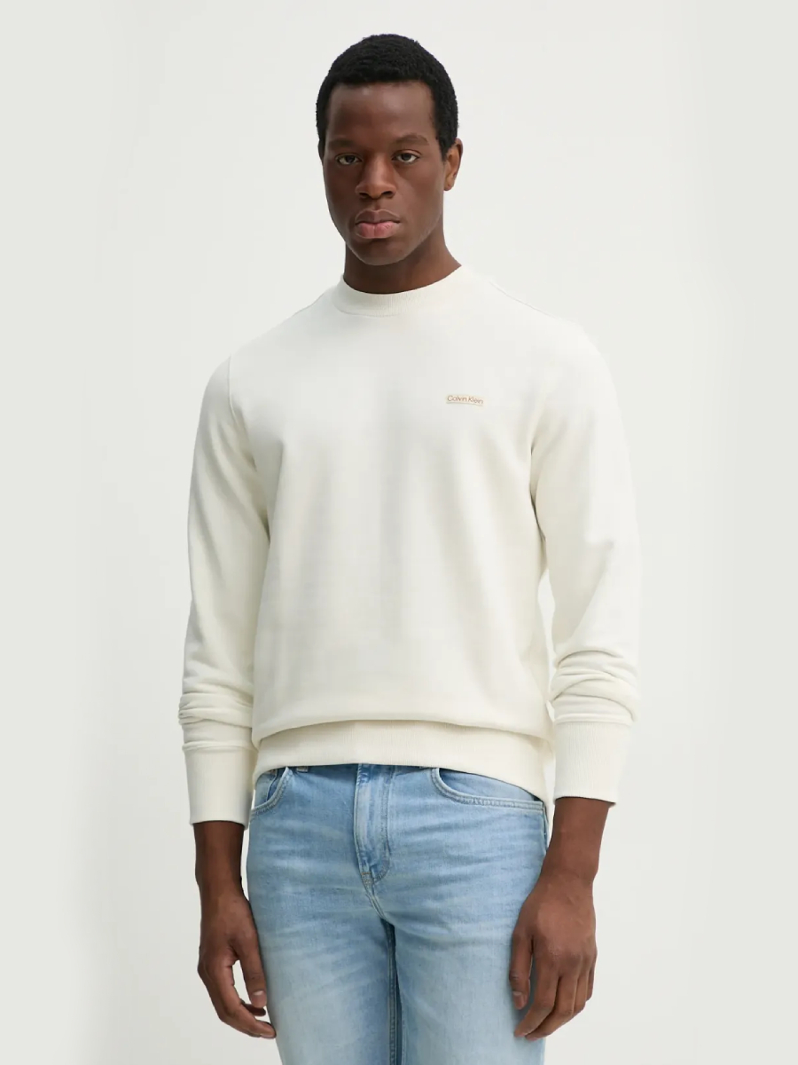 detail Calvin Klein pánská krémová mikina