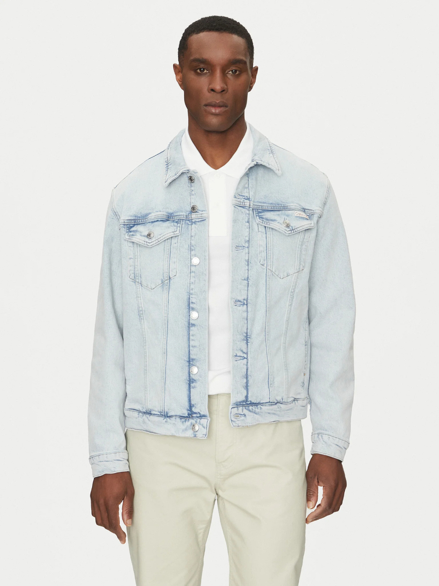 detail Calvin Klein pánská modrá džínová bunda