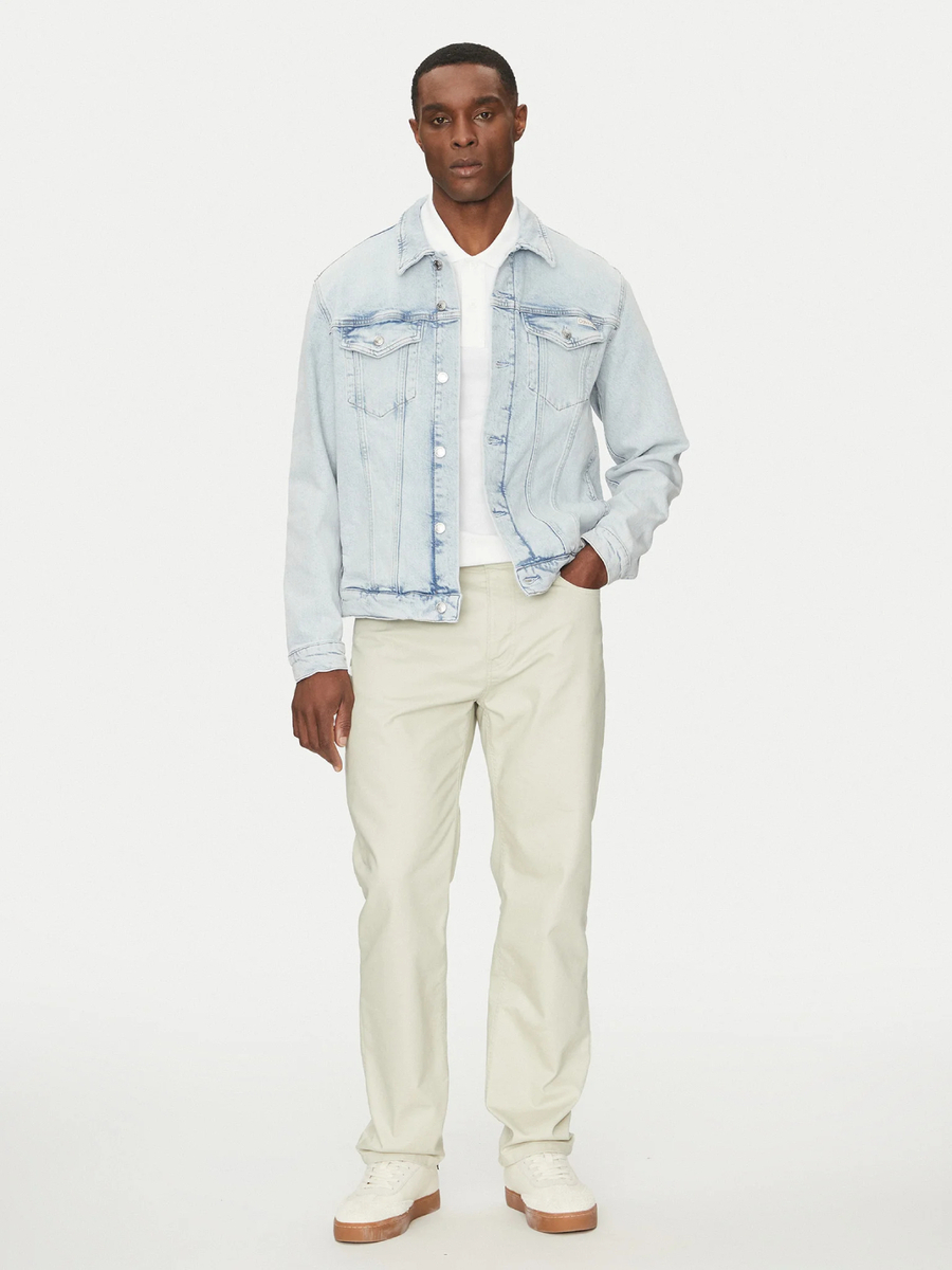 detail Calvin Klein pánská modrá džínová bunda