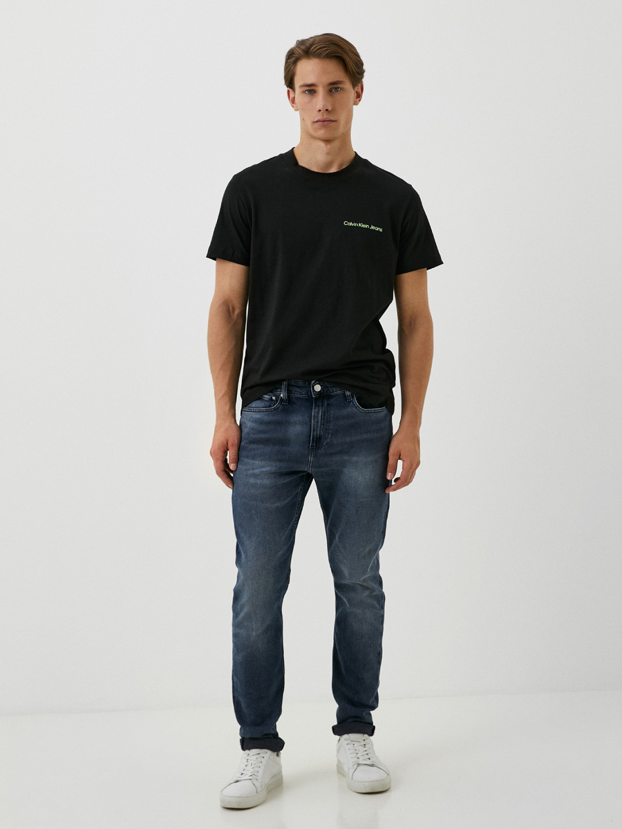 detail Calvin Klein pánské modré džíny Slim Taper