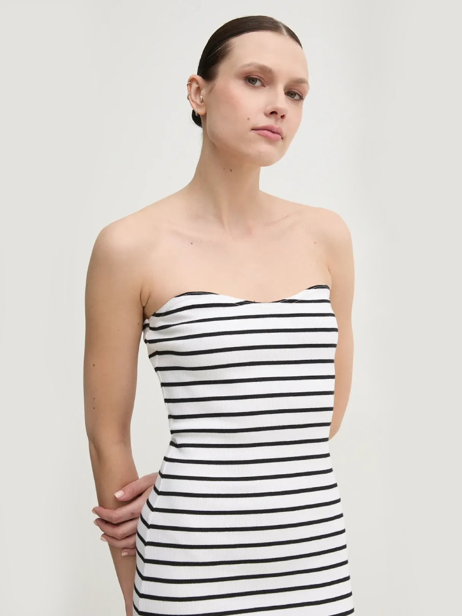 detail Calvin Klein dámské černobílé šaty