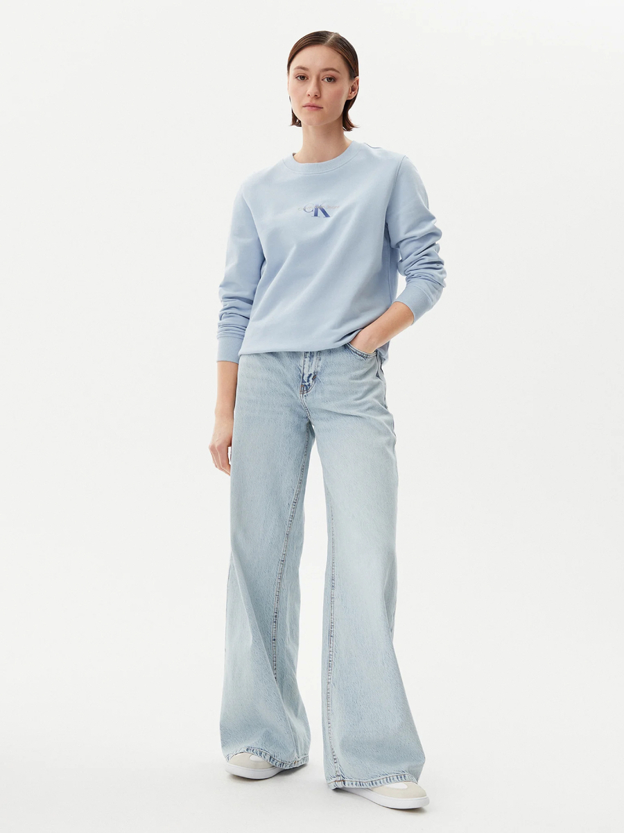 detail Calvin Klein dámská světle modrá mikina