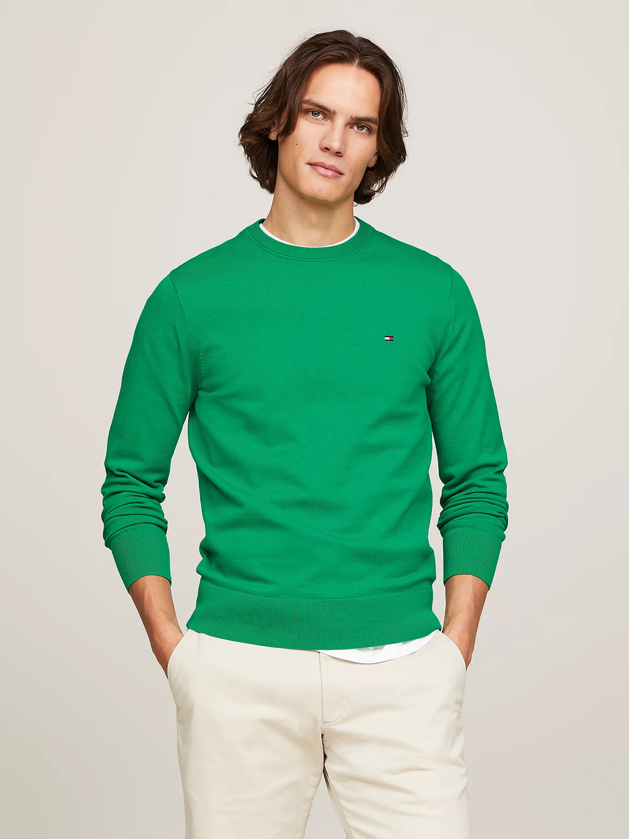 detail Tommy Hilfiger pánský zelený svetr 1985