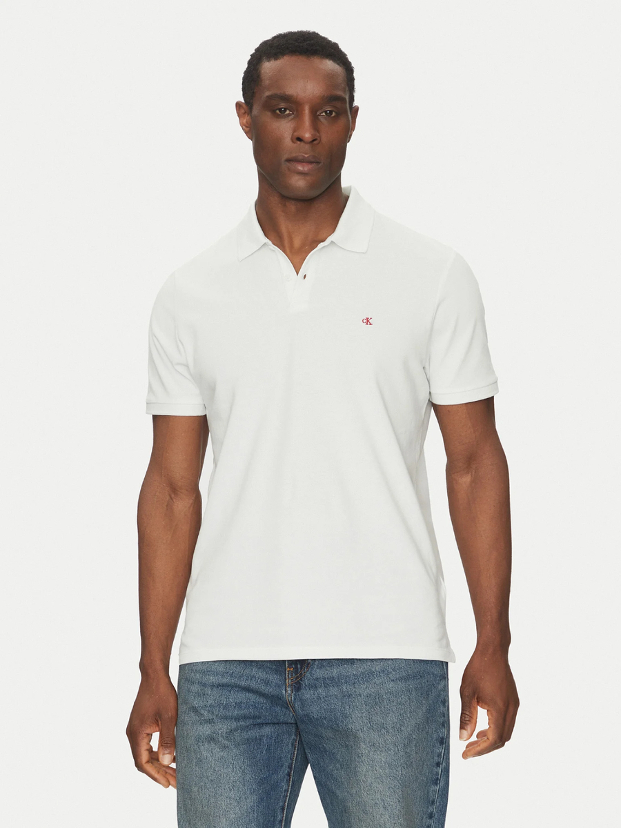 detail Calvin Klein pánské bílé polo tričko