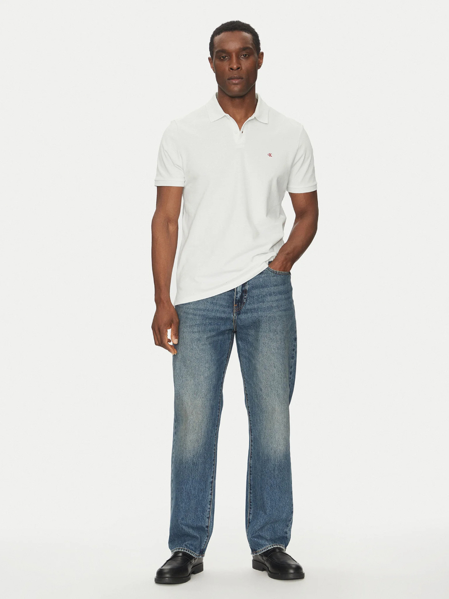 detail Calvin Klein pánské bílé polo tričko