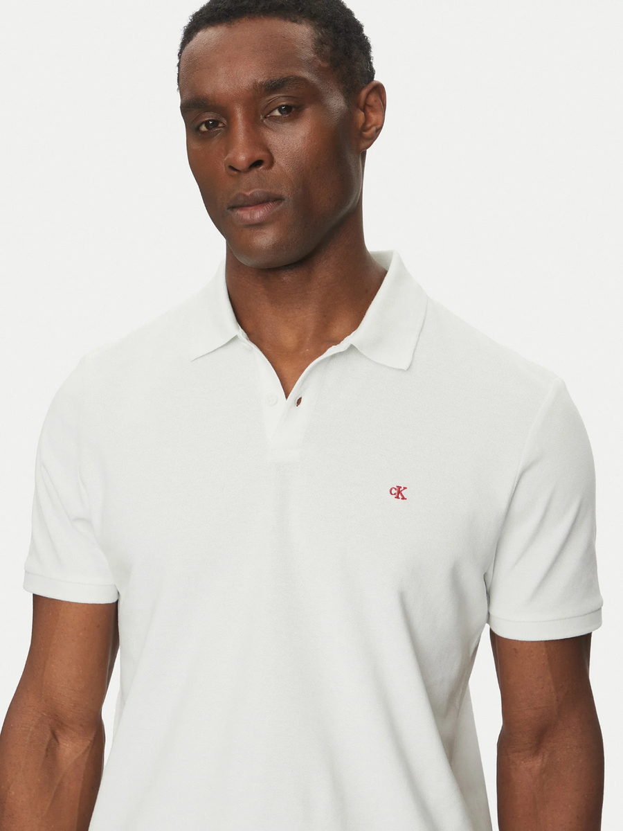 detail Calvin Klein pánské bílé polo tričko