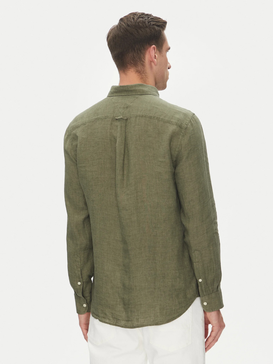 detail Tommy Hilfiger pánská khaki košile