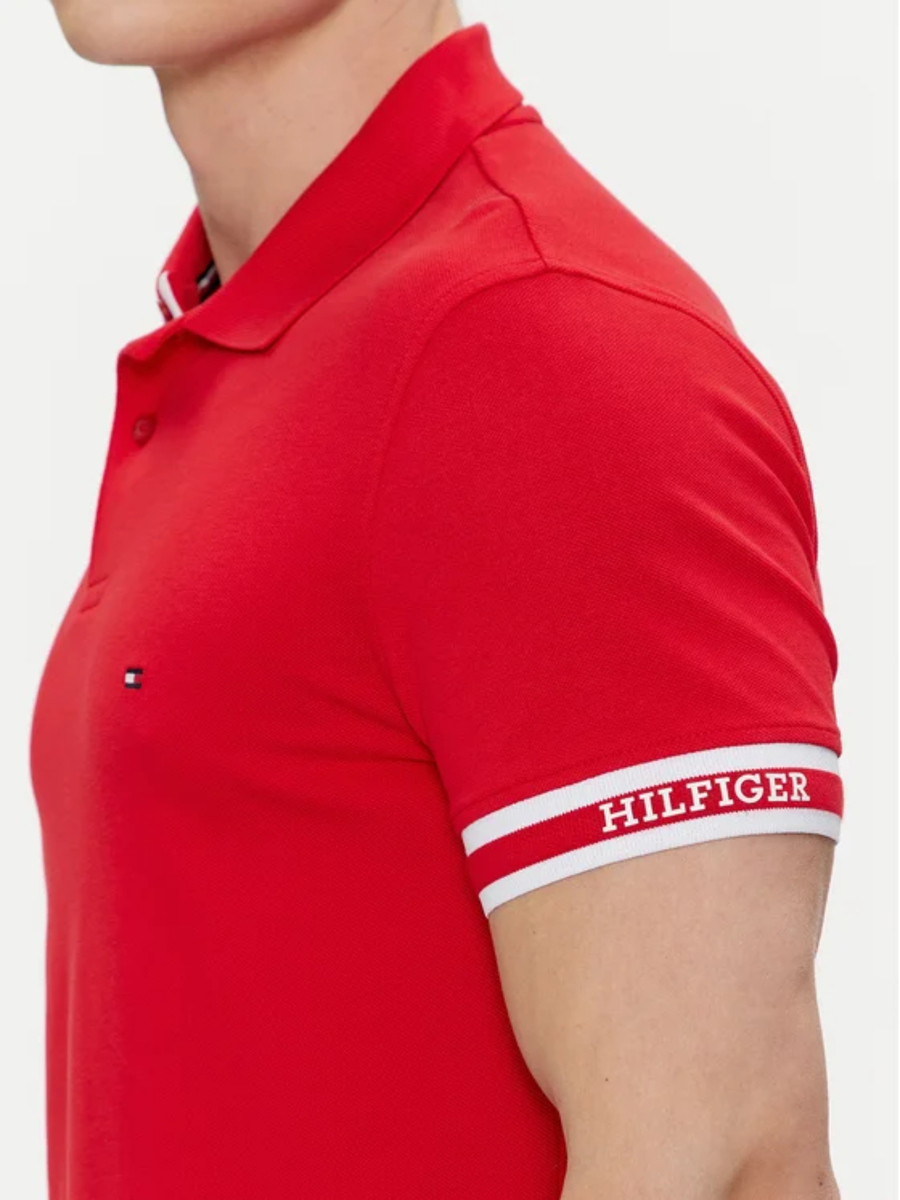 detail Tommy Hilfiger pánské červené polo tričko
