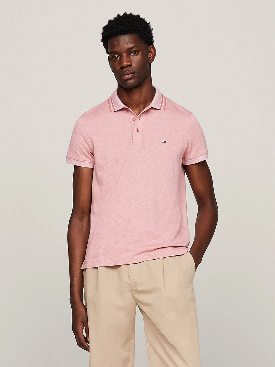 detail Tommy Hilfiger pánské starorůžové polo triko