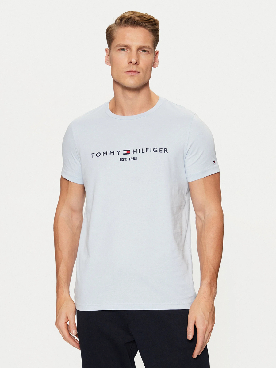 detail Tommy Hilfiger pánské modré tričko