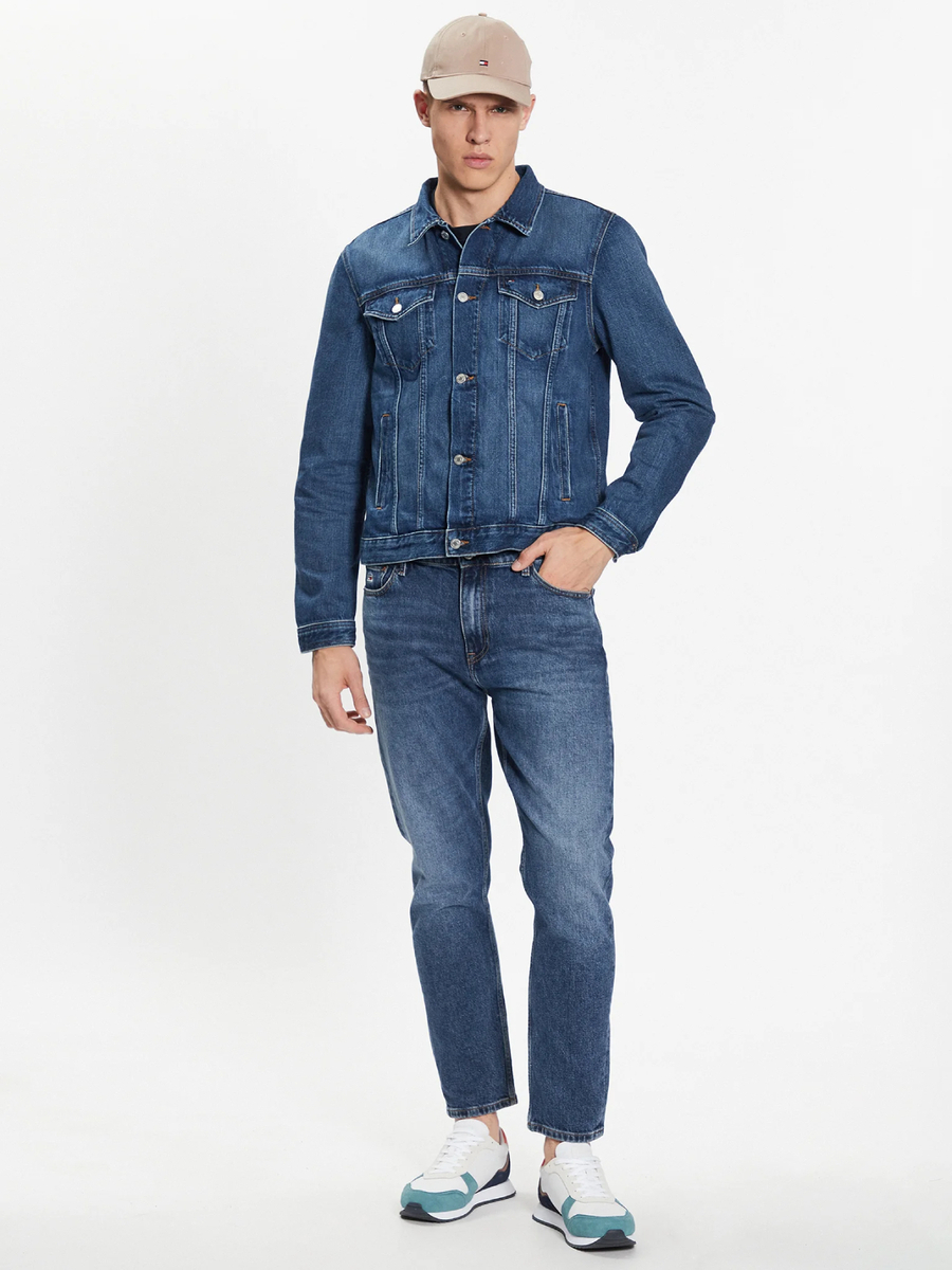 detail Tommy Hilfiger pánská modrá džínová bunda