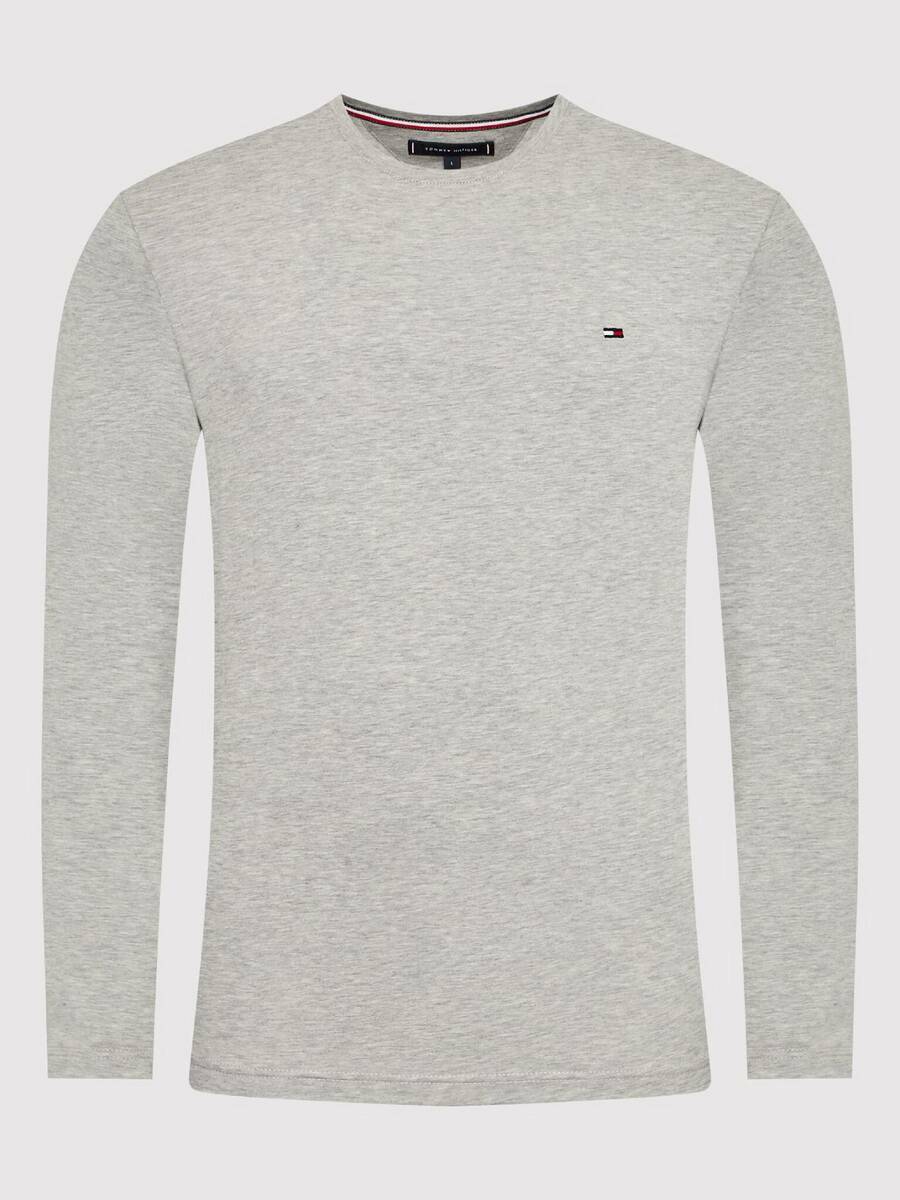 detail Tommy Hilfiger pánské šedé triko s dlouhým rukávem
