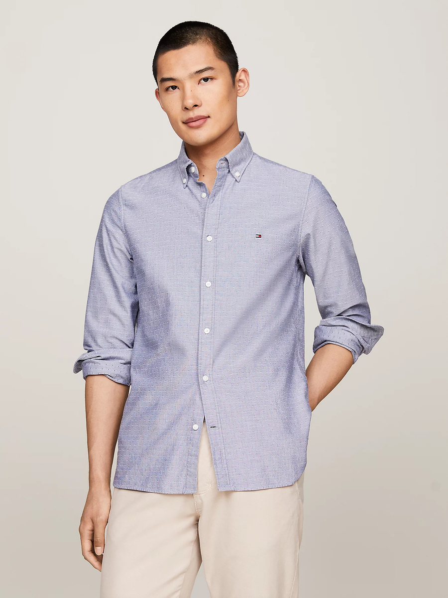 detail Tommy Hilfiger pánská šedá košile Oxford