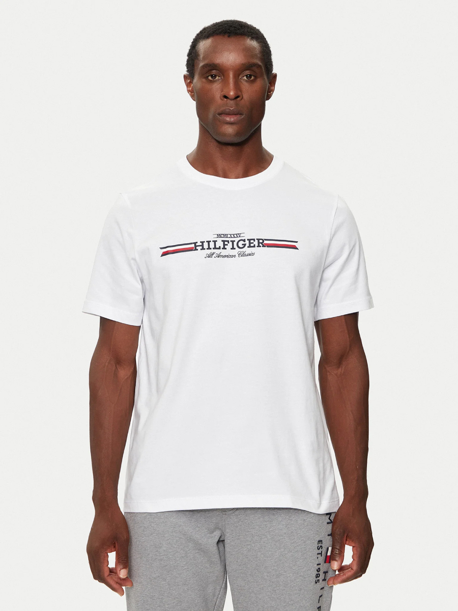 detail Tommy Hilfiger pánské bílé tričko