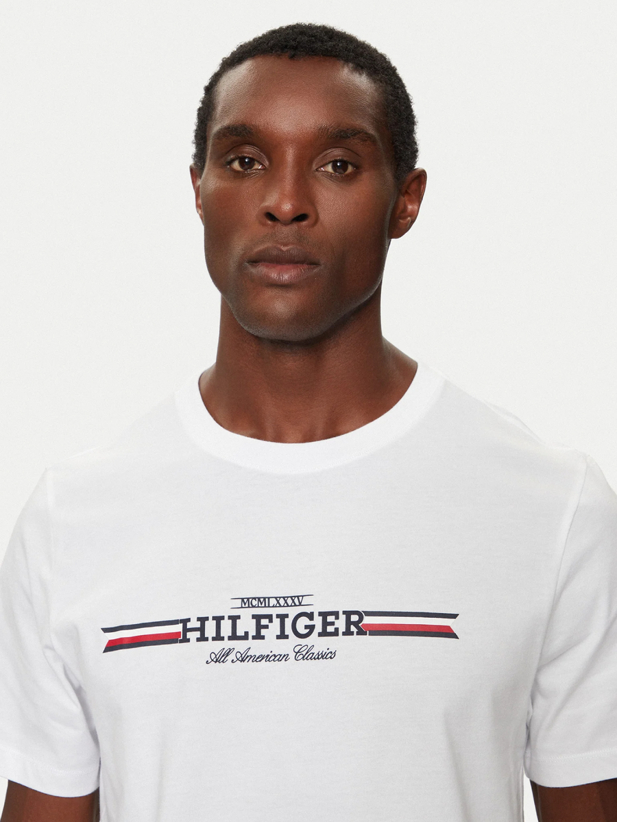 detail Tommy Hilfiger pánské bílé tričko