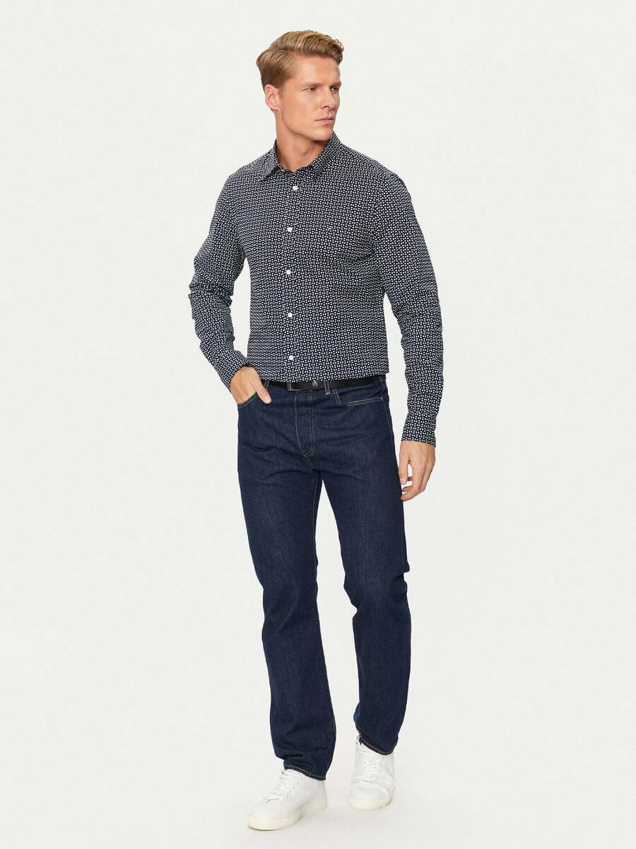 detail Tommy Hilfiger pánská modrá košile Poplin