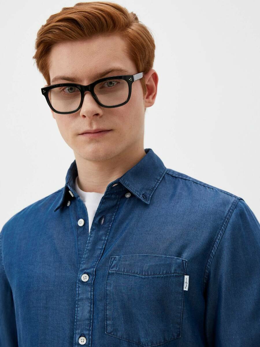 detail Pepe Jeans pánská modrá košile Petri