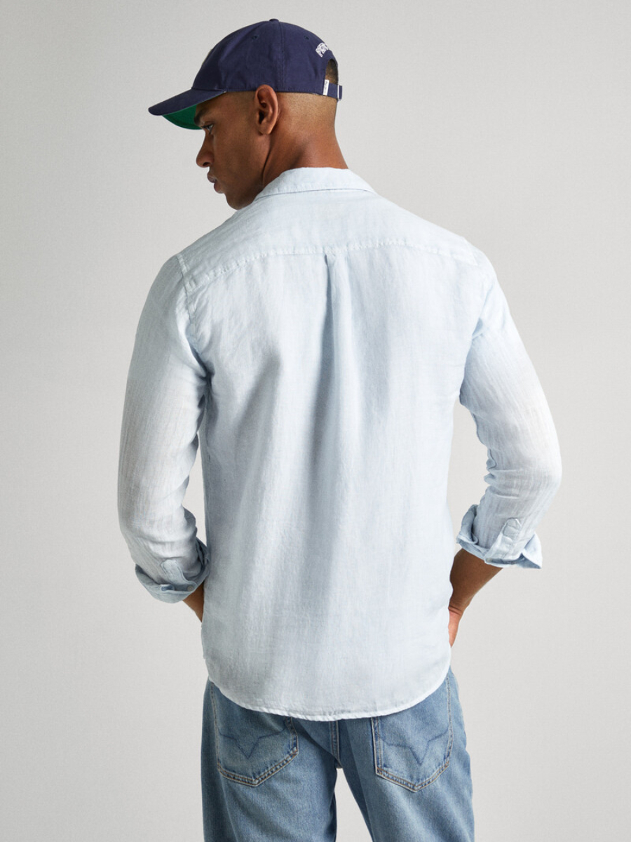 detail Pepe Jeans pánská světle modrá košile
