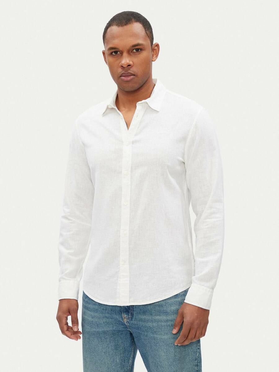 detail Pepe Jeans pánská bílá košile Arnau