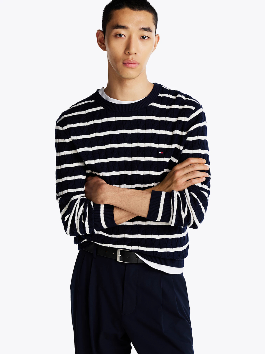 detail Tommy Hilfiger pánský bavlněný svetr