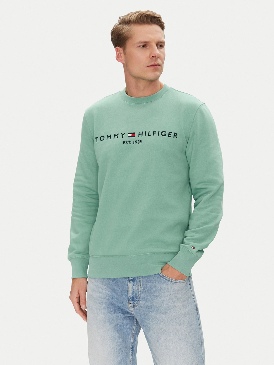 detail Tommy Hilfiger pánská zelená mikina Logo