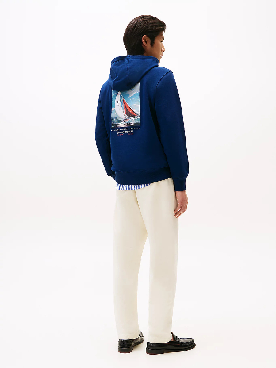 detail Tommy Hilfiger pánská modrá mikina