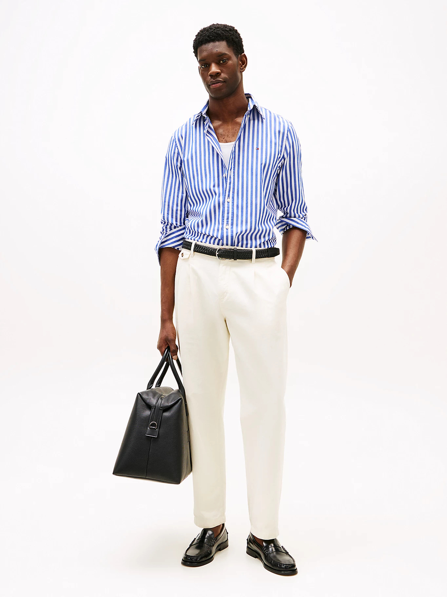 detail Tommy Hilfiger pánská pruhovaná košile Poplin